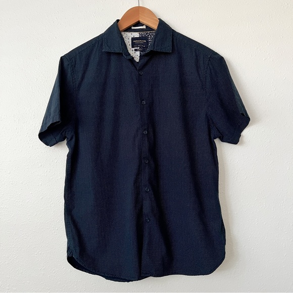 DENIM FLOWER Ricky Singh | Men’s Navy Pin-Dot Shirt Size Large - Picture 2 of 5